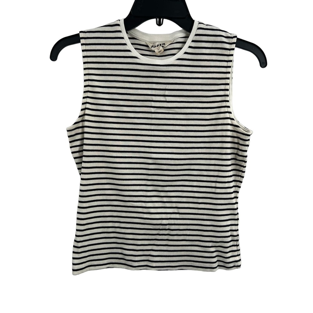 Boden Sleeveless Knit Top Blue Stripe Size 8